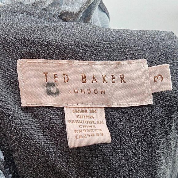 Ted Baker Toppaz Oracle Pleated Midi Dress Gray Women’s 3 Size 8 Floral Formal - Picture 14 of 16